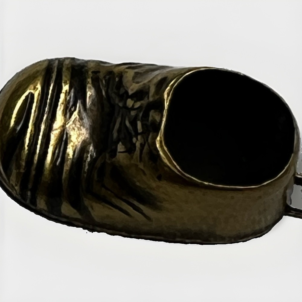 Vintage Miniature Brass Shoe Charm Pendant 1 Inch Figural Footwear
